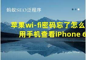 苹果wi-fi密码忘了怎么用手机查看iPhone 6