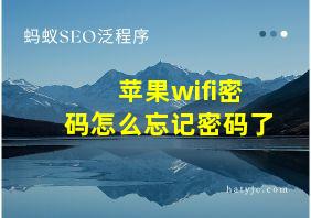 苹果wifi密码怎么忘记密码了