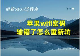 苹果wifi密码输错了怎么重新输