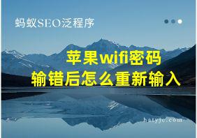 苹果wifi密码输错后怎么重新输入