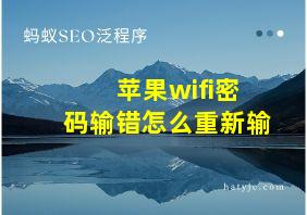 苹果wifi密码输错怎么重新输