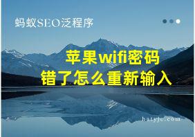 苹果wifi密码错了怎么重新输入