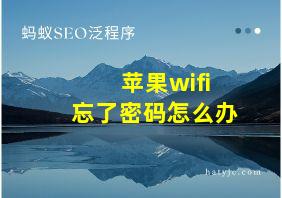 苹果wifi忘了密码怎么办