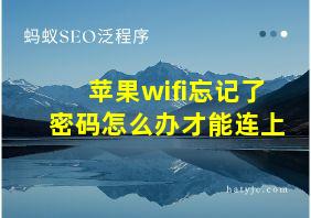 苹果wifi忘记了密码怎么办才能连上