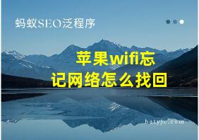 苹果wifi忘记网络怎么找回