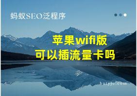 苹果wifi版可以插流量卡吗