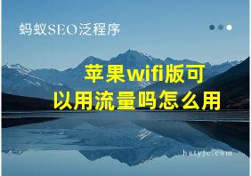 苹果wifi版可以用流量吗怎么用