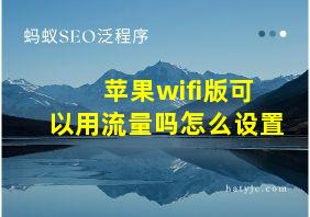 苹果wifi版可以用流量吗怎么设置