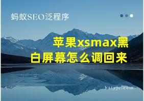 苹果xsmax黑白屏幕怎么调回来