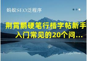 荆霄鹏硬笔行楷字帖新手入门常见的20个问...