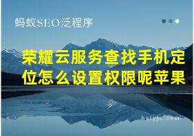 荣耀云服务查找手机定位怎么设置权限呢苹果