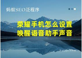 荣耀手机怎么设置唤醒语音助手声音