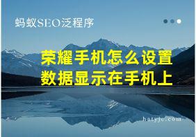 荣耀手机怎么设置数据显示在手机上