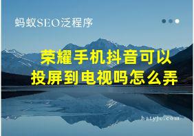 荣耀手机抖音可以投屏到电视吗怎么弄