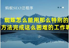 蜘蛛怎么能用那么特别的方法完成这么困难的工作呢