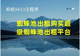 蜘蛛池出租购买超级蜘蛛池出租平台