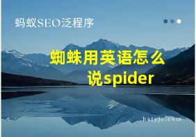 蜘蛛用英语怎么说spider