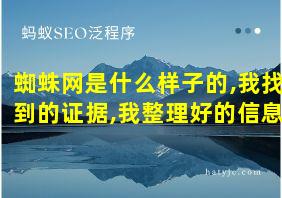 蜘蛛网是什么样子的,我找到的证据,我整理好的信息