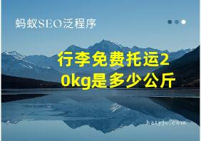 行李免费托运20kg是多少公斤