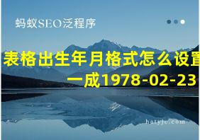 表格出生年月格式怎么设置一成1978-02-23