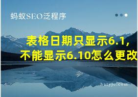 表格日期只显示6.1,不能显示6.10怎么更改