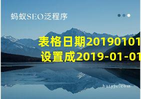 表格日期20190101设置成2019-01-01