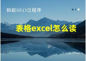 表格excel怎么读