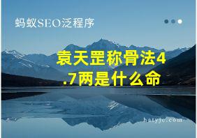 袁天罡称骨法4.7两是什么命