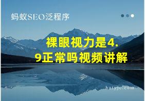 裸眼视力是4.9正常吗视频讲解