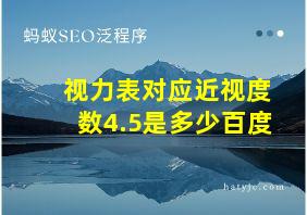 视力表对应近视度数4.5是多少百度