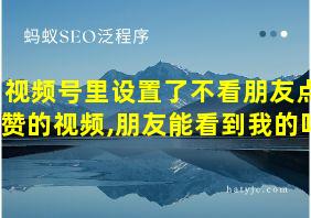 视频号里设置了不看朋友点赞的视频,朋友能看到我的吗