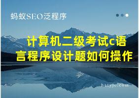 计算机二级考试c语言程序设计题如何操作