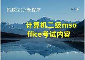 计算机二级msoffice考试内容