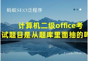 计算机二级office考试题目是从题库里面抽的吗