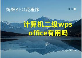 计算机二级wps office有用吗