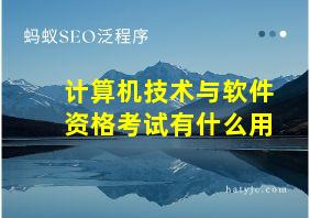 计算机技术与软件资格考试有什么用