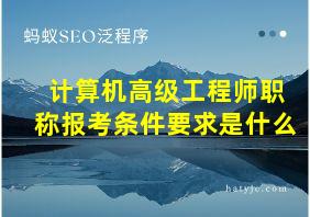 计算机高级工程师职称报考条件要求是什么