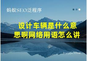 设计车辆是什么意思啊网络用语怎么讲