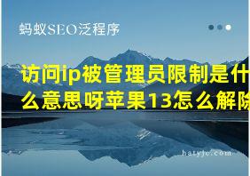 访问ip被管理员限制是什么意思呀苹果13怎么解除