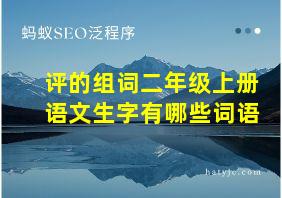 评的组词二年级上册语文生字有哪些词语