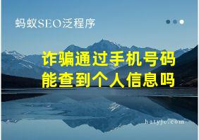 诈骗通过手机号码能查到个人信息吗