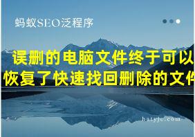 误删的电脑文件终于可以恢复了快速找回删除的文件