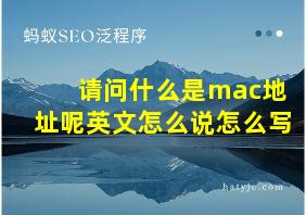 请问什么是mac地址呢英文怎么说怎么写