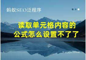 读取单元格内容的公式怎么设置不了了