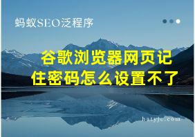 谷歌浏览器网页记住密码怎么设置不了