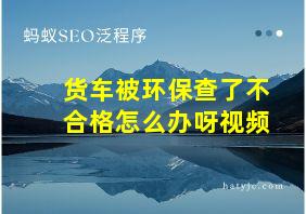 货车被环保查了不合格怎么办呀视频