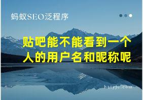 贴吧能不能看到一个人的用户名和昵称呢