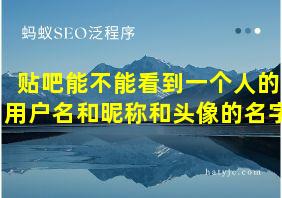 贴吧能不能看到一个人的用户名和昵称和头像的名字