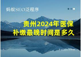 贵州2024年医保补缴最晚时间是多久