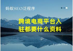 跨境电商平台入驻都要什么资料